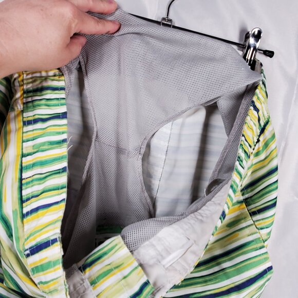 Izod Board Shorts Yellow Green Blue Stripe 3 Pockets Swim Trunks Mesh Men Sz M - Picture 9 of 10